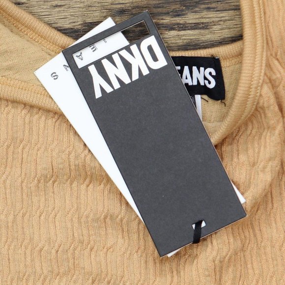 NWT Dkny Jeans Women's Cropped Ruffled-Hem Tank Top E22HAB35 XS Doe Brown - Picture 4 of 6